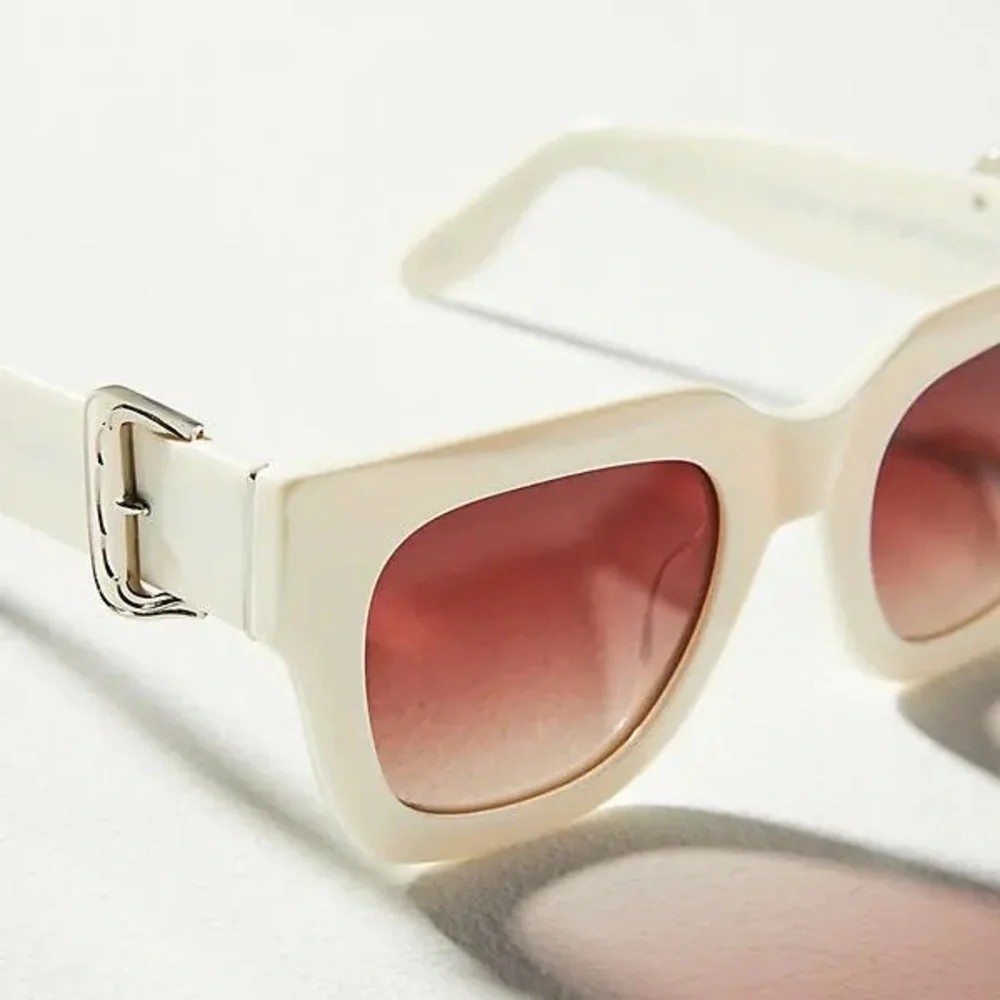 Anthropologie X ISEA Jolene Western Buckle Chic White Sunglasses New